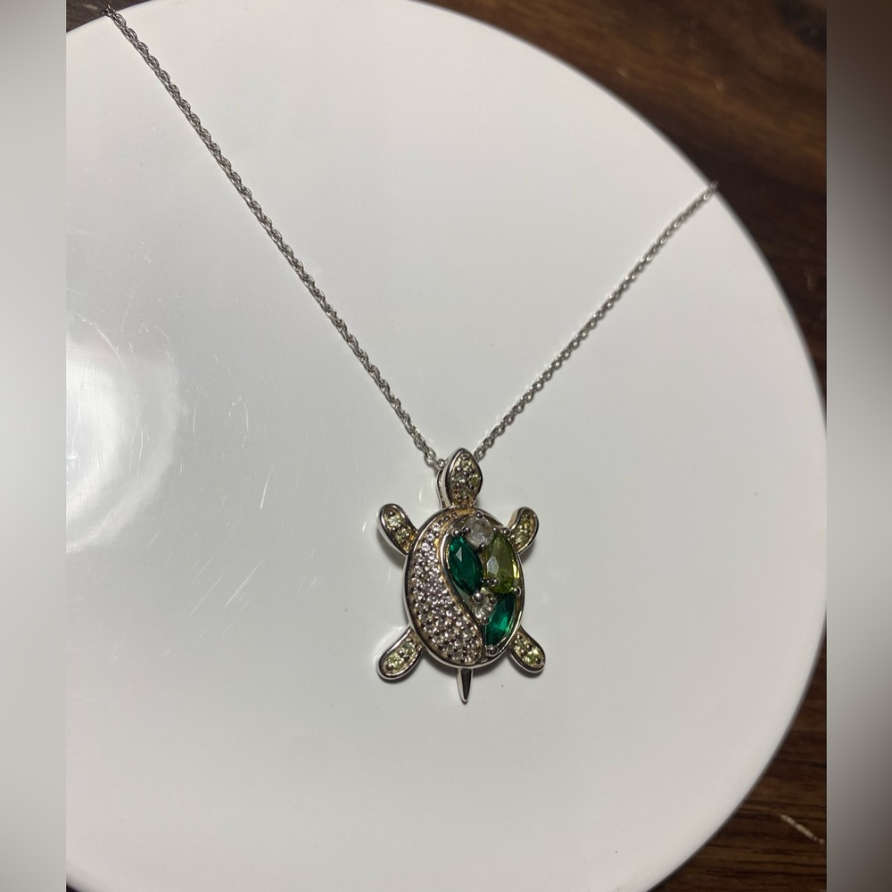 🐢Turtle necklace by KAY Jewelers • Lab & natural gems • Sterling silver - Picture 2 of 13